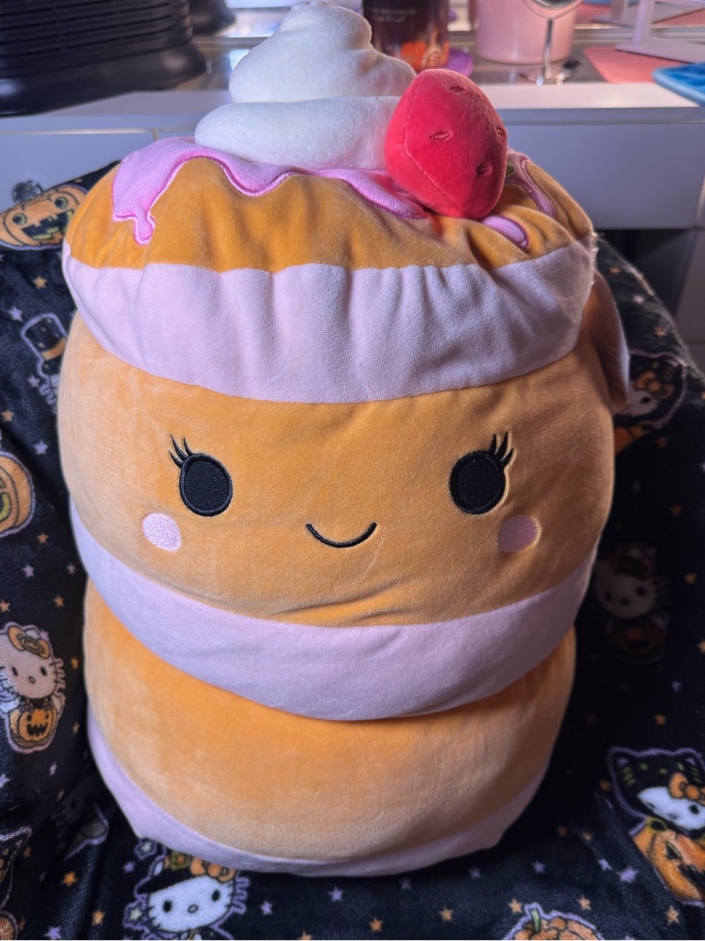 Squishmallows Pancake Stack Plush with Pink Frosting & Red Strawberry 16”